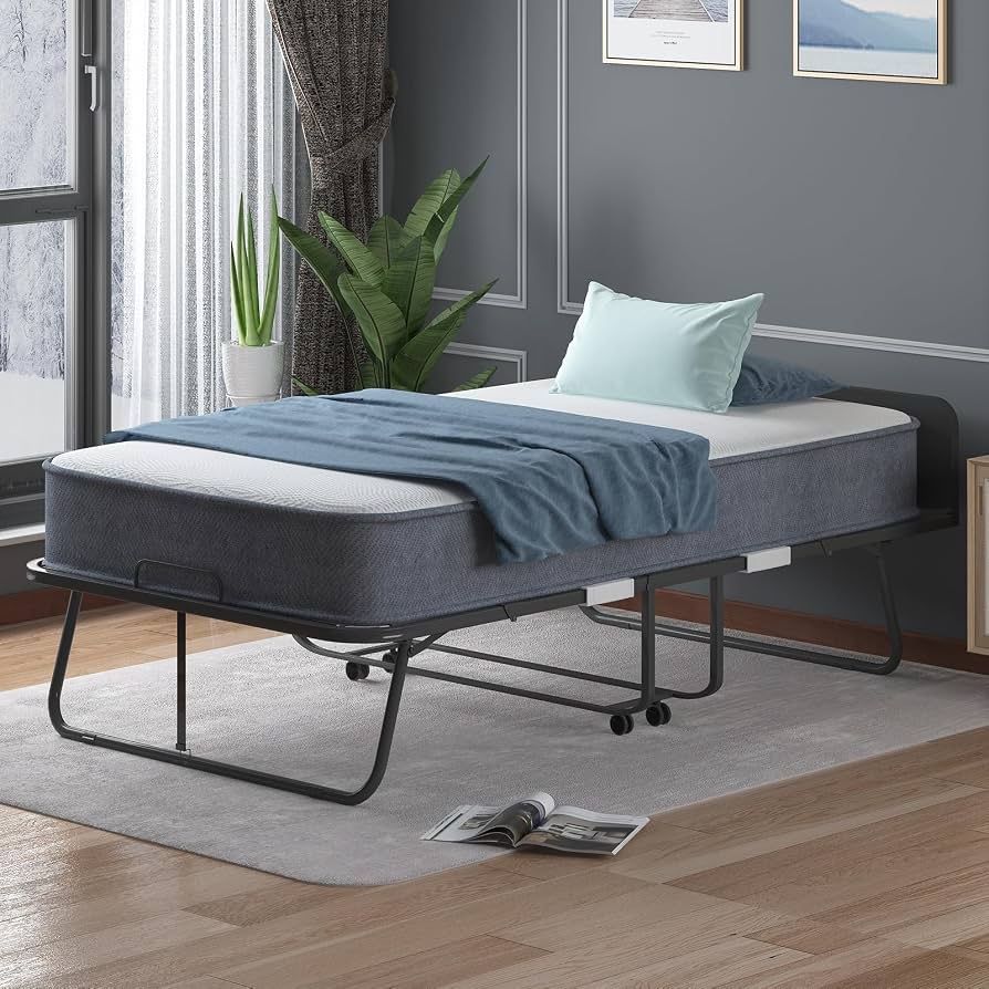 CECER 75" x 38" Folding Bed with 5" Memory Foam Mattress