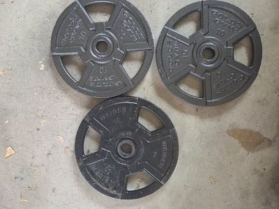 Gold's Gym and Weider 10 lb Cast Iron Weight Plates Set of 3