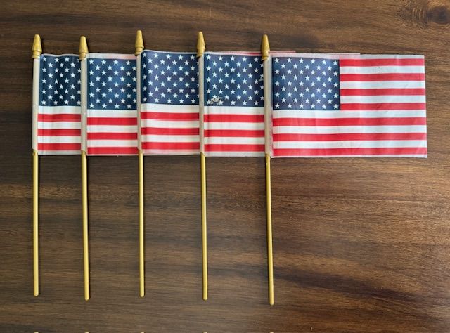 5 Small American Flags on Stick, 10.5" x 6.5"