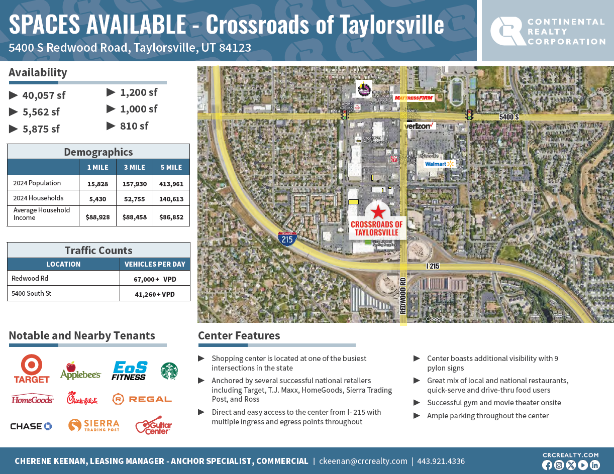Retail Space For Lease- Crossroads at Taylorsville