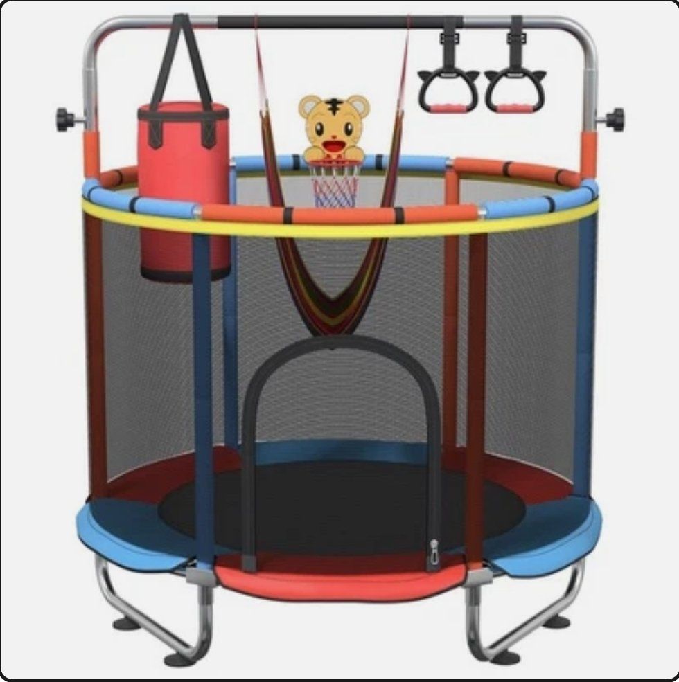 Wanmwill 60" Kids Trampoline Indoor Outdoor with Enclosure Net