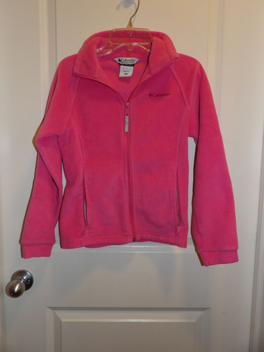 Girl's/Youth Size 10-12 Columbia Hot Pink Fleece Jacket - Very Good Condition