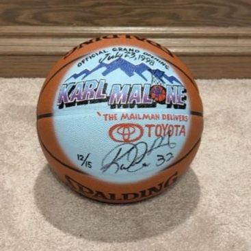 Official Game NBA Game Ball Autograph Karl Malone Utah Jazz Hand Painted #12/15 1998 Auto Hand Signed Basketball COA Beckett 