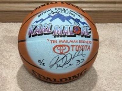 Official Game NBA Game Ball Autograph Karl Malone Utah Jazz Hand Painted #12/15 1998 Auto Hand Signed Basketball COA Beckett