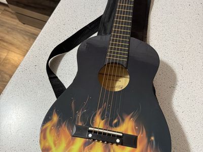 Kid's Acoustic Guitar w/ Flame Design and Carry Bag