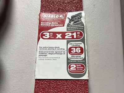 Diablo 3" x 21" 36-Grit Sanding Belts - 2 Pack for Belt Sanders, Ultra Coarse