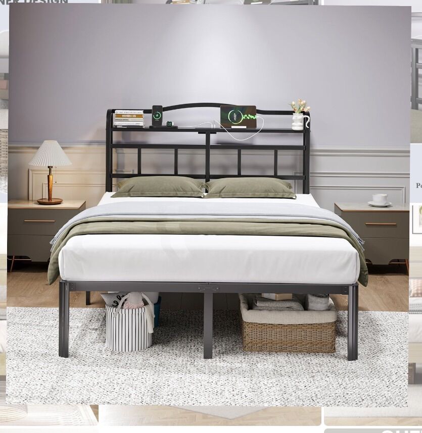 Brand New Queen Bed w/ USB & AC Outlets