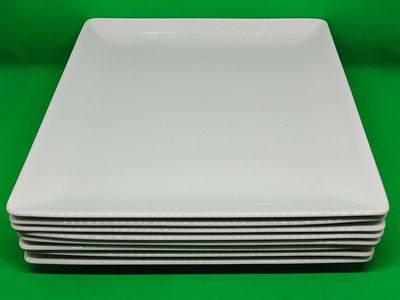 Yves Deshoulières Apilco France White Porcelain Square Dinner Plates - Set of 8