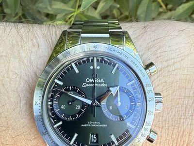 Omega Speedmaster ‘57 Watch Chronograph 40mm Green Dial Steel Case and Bracelet