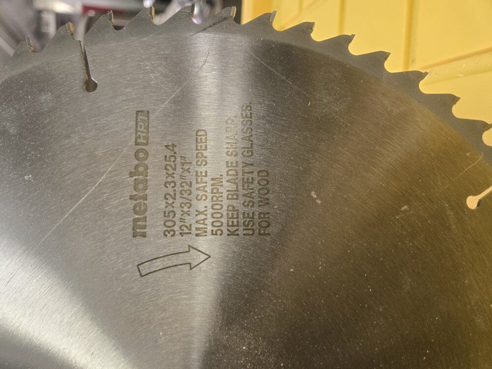New 12" metabo 80 tooth wood blade