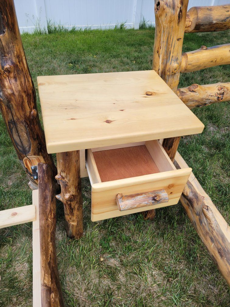 Log cabin style nighstand