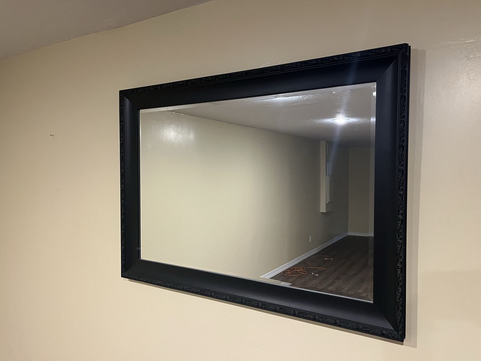 Large Black Ornate Framed Wall Mirror
