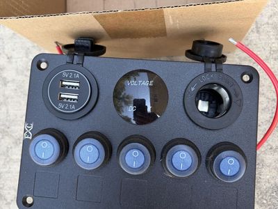FXC 5 Gang Rocker Switch Panel 12V Waterproof with Dual USB & Voltmeter