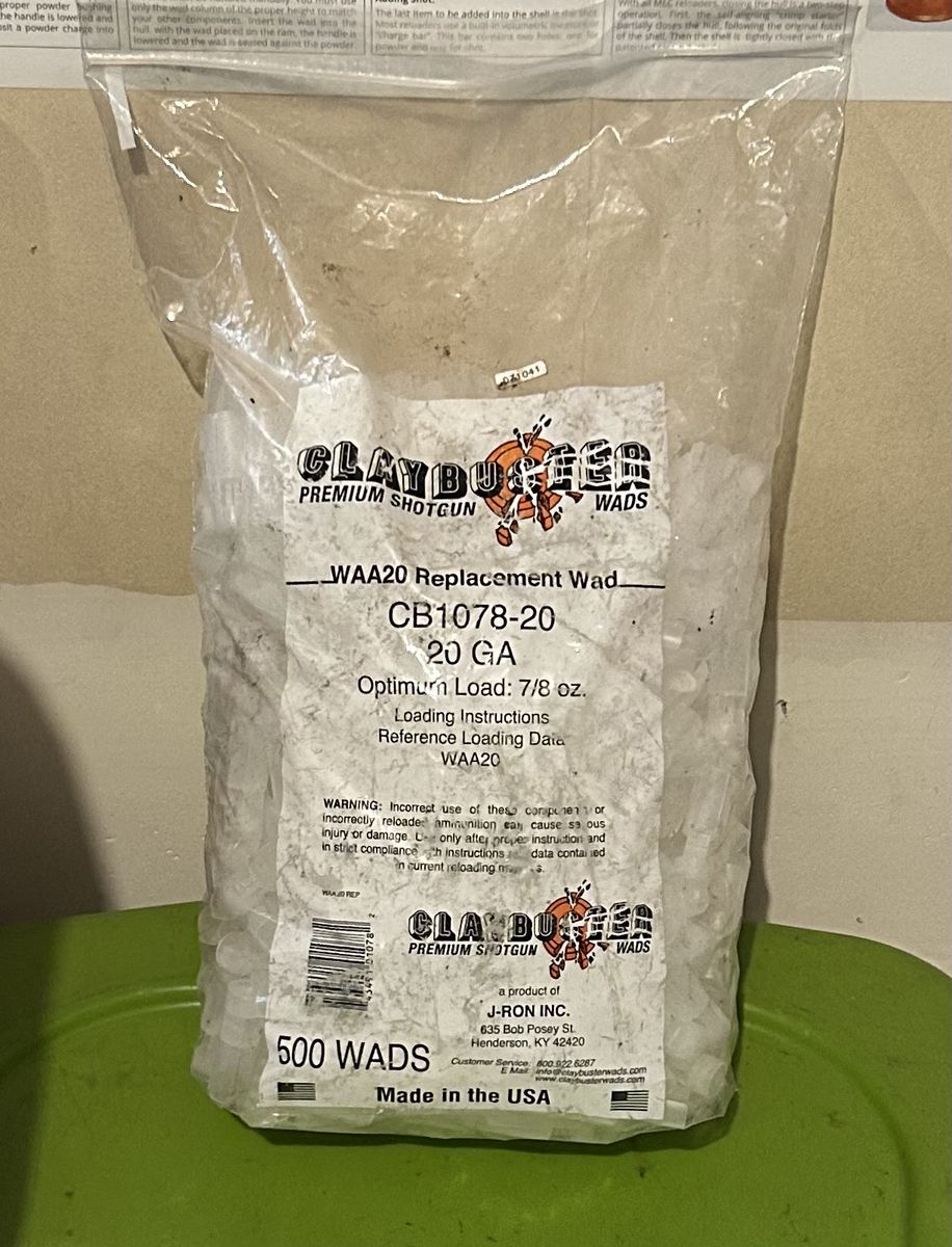 Claybuster CB1078-20 20 Gauge WAA20 Replacement Wads 7/8 oz - 500 Count Bag
