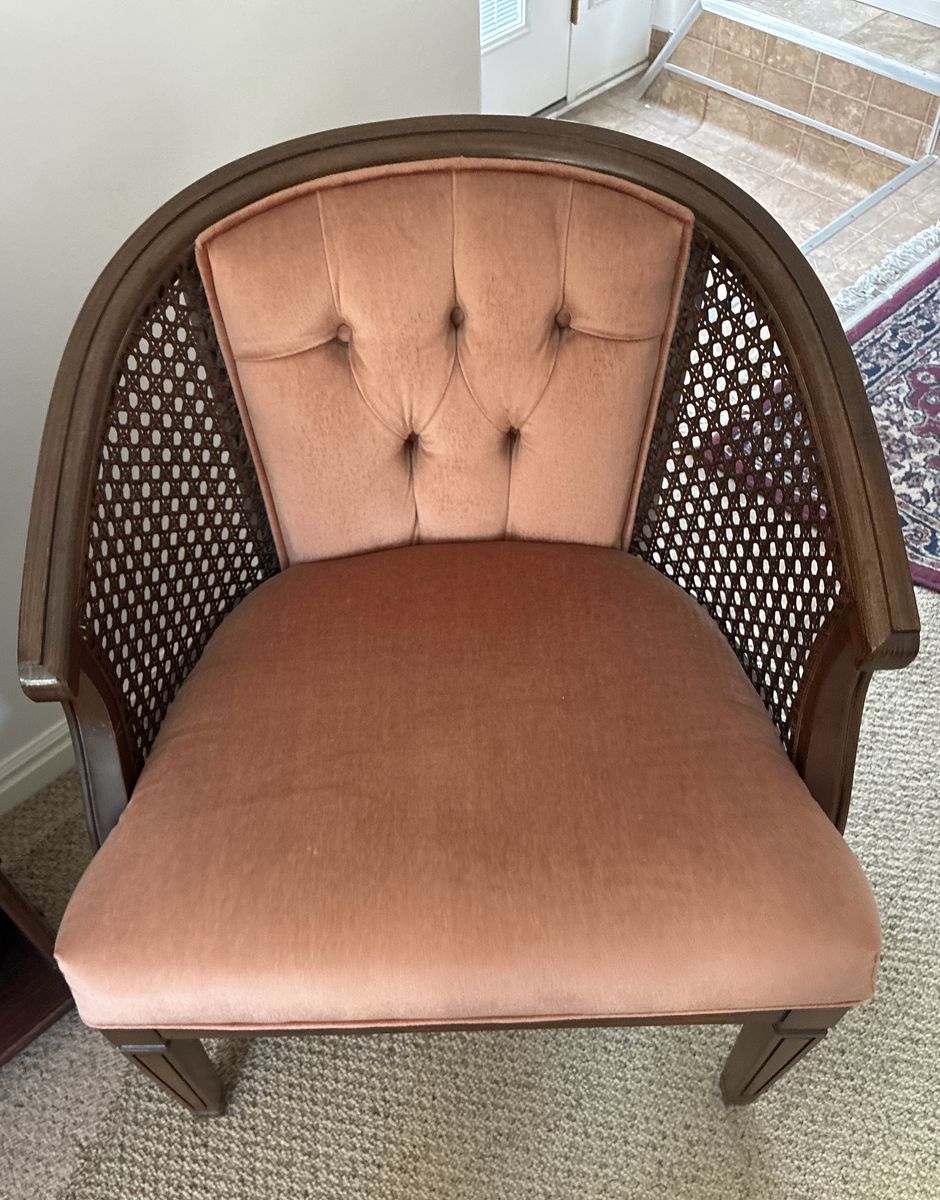 Mid-Century Cane Barrel Chair