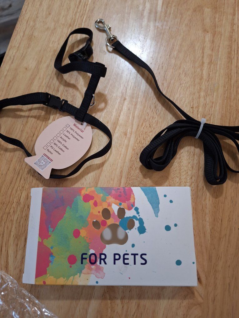 Black Polyester Pet Harness & Leash Set for Small Animals