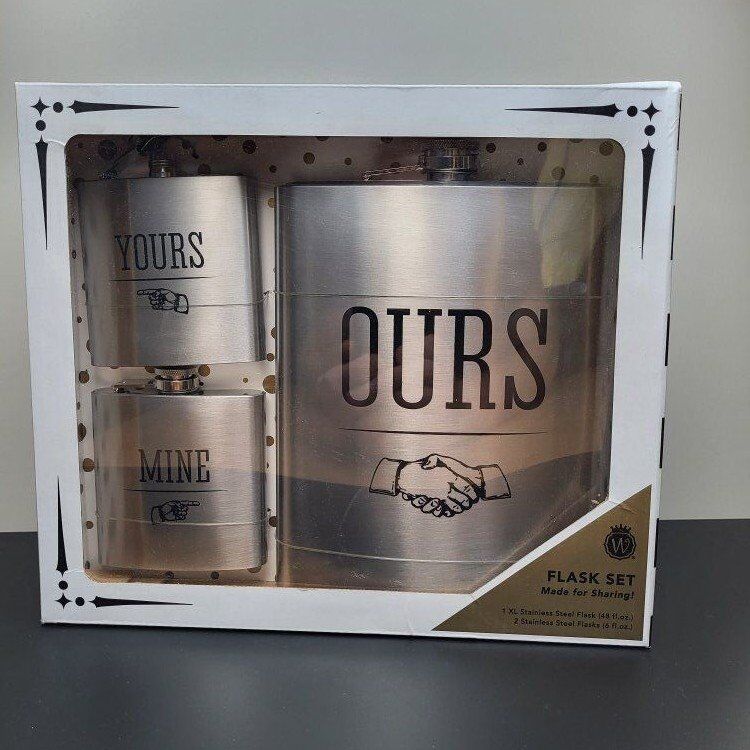 flask set. Yours Mine and Ours