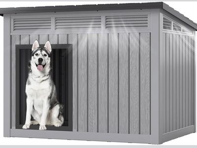 New Outdoor Dog House with Openable Roof, Hydraulic Rod, and Louvered Ventilation - Easy to Clean