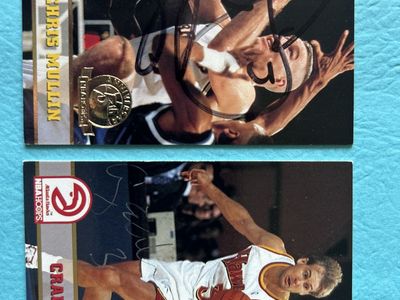 Chris Mullin & Craig Ehlo Autograph 1992 Gold Stamped Hand Signed Hoops