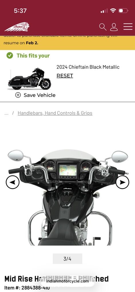 Indian Chieftain mid Rise Handlebars