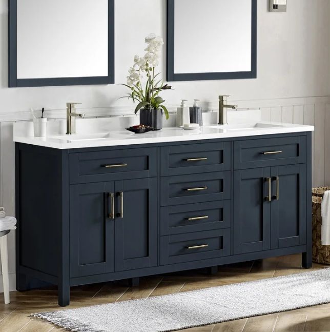 OVE Decors  Lakeview 72" Bath Vanity in Blue 1375944 #106962