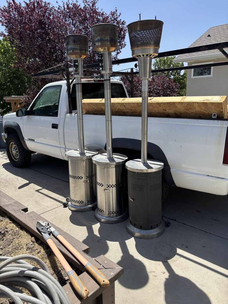 Outdoor Patio Heaters - Set of 3 (2 Stainless Steel, 1 Black) for Backyard or Deck $50 each