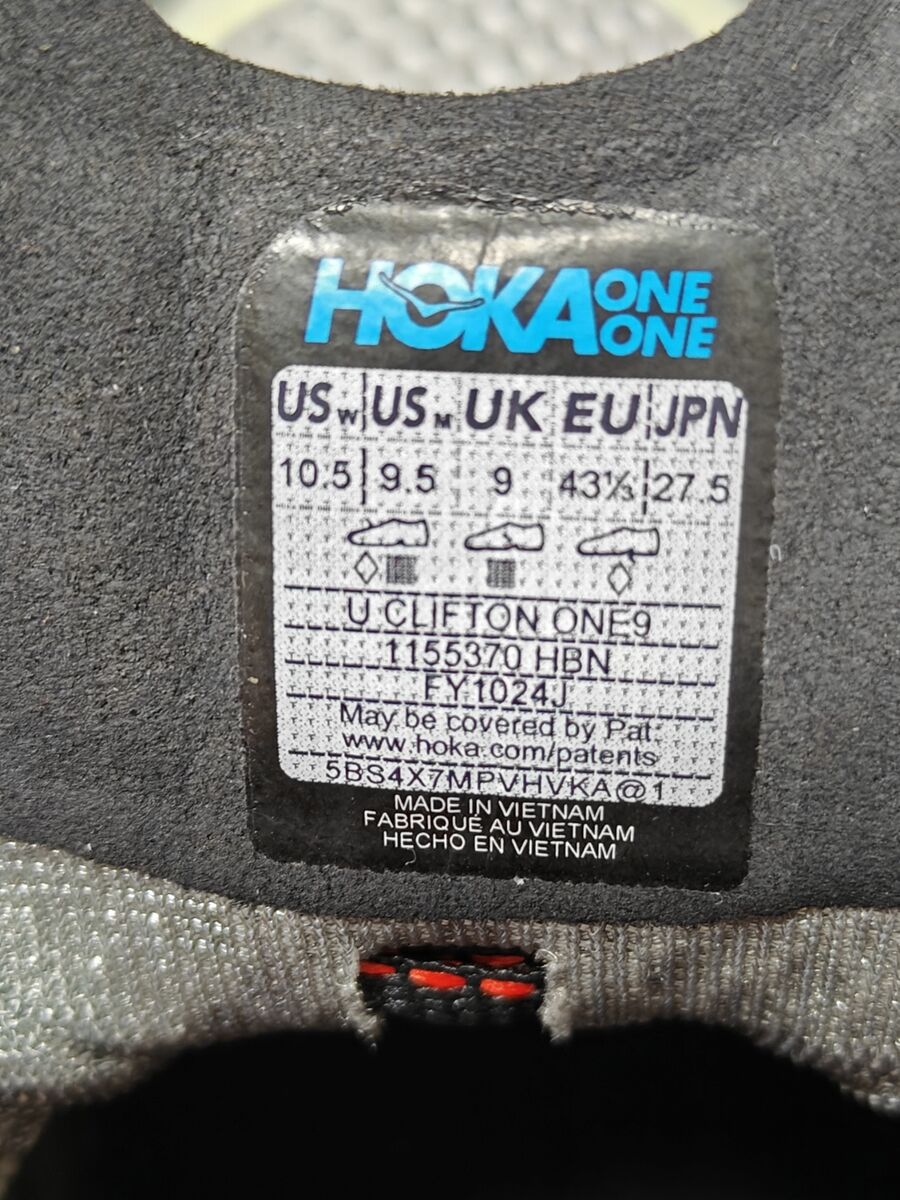 Brand New, Never Used Mens Hoka Clifton 9 running shoe size 9.5