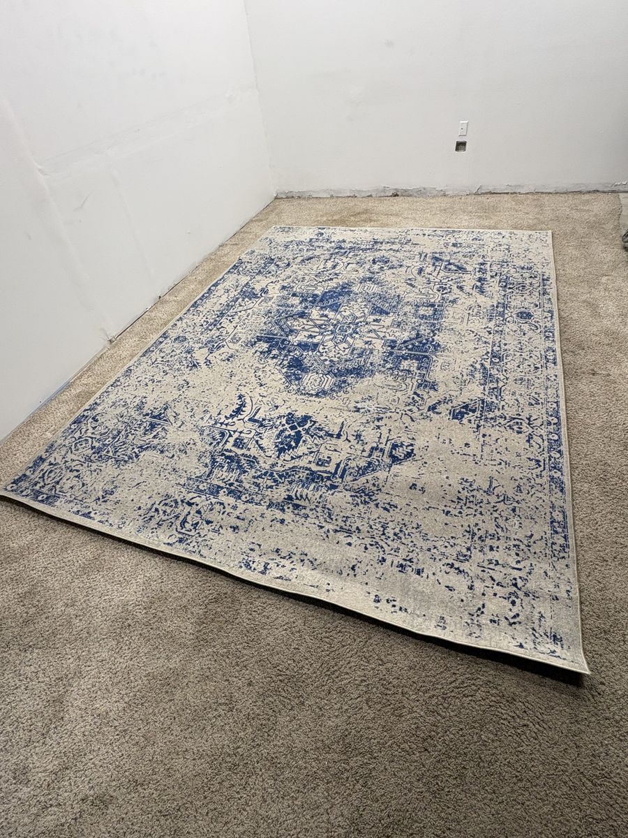 Blue Distressed Area Rug