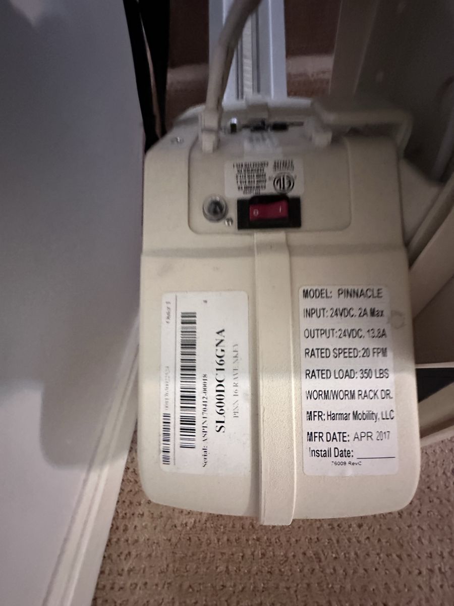 2 Harmar Pinnacle Stair Lift Model SL600DC16GNA