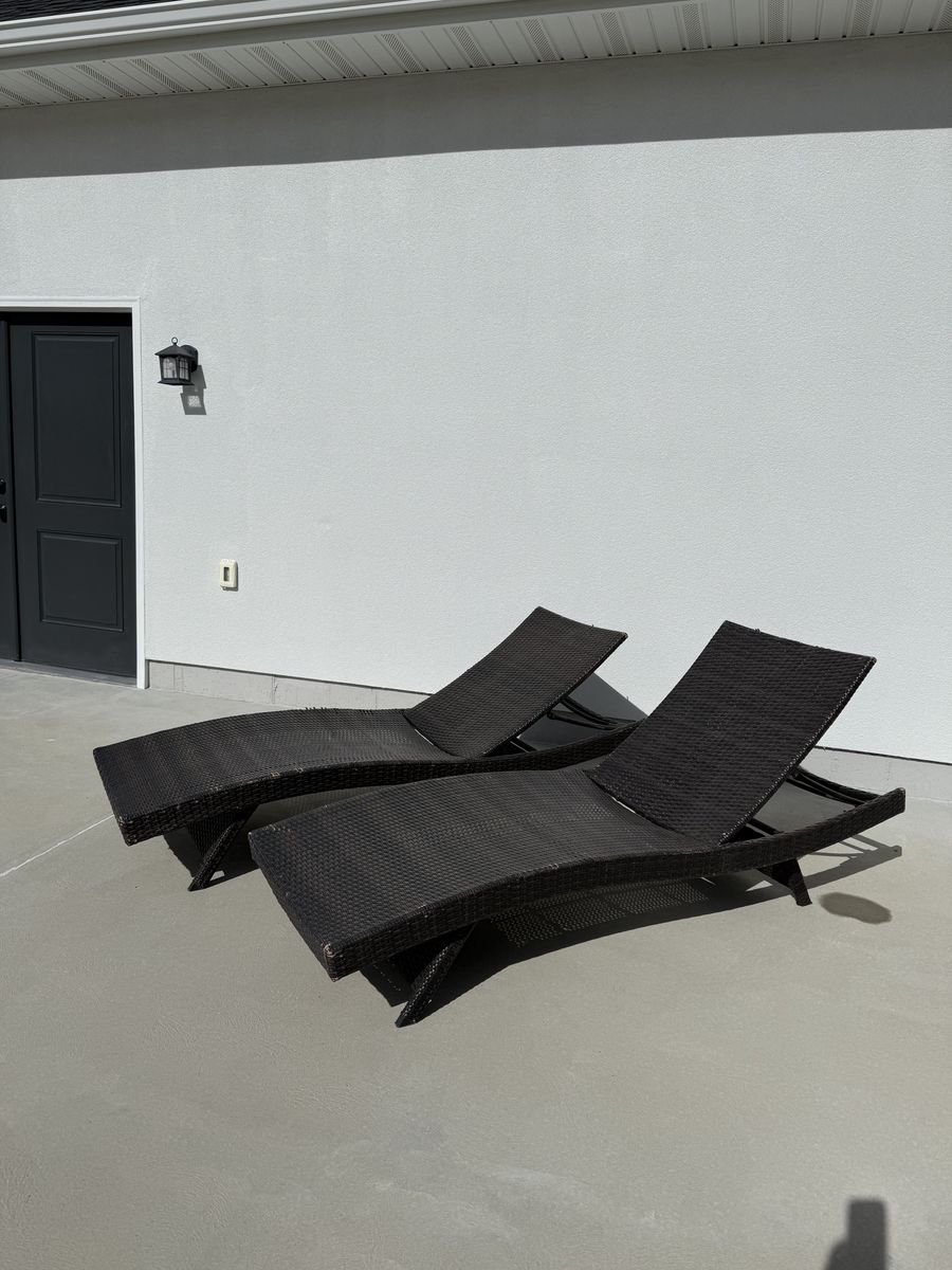 Patio-2 Chase Lounges, metal frame and rattan/bamboo weave