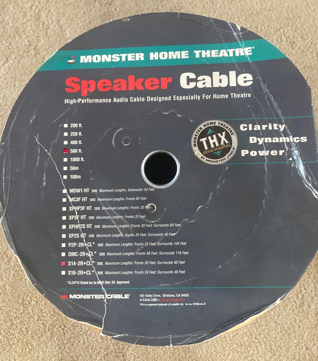 Monster Cable Speaker Wire Home Theatre in-wall