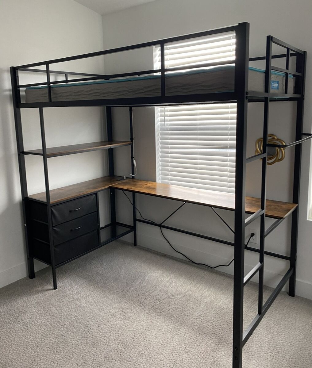 Lofted twin bed/ desk/ storage