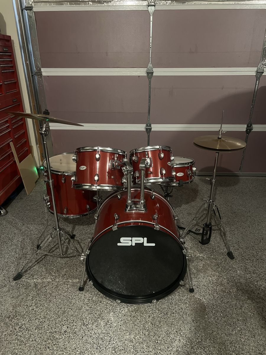 SPL Unity II 5-Piece Drum Set with Cymbals - Red Sparkle Finish, Used