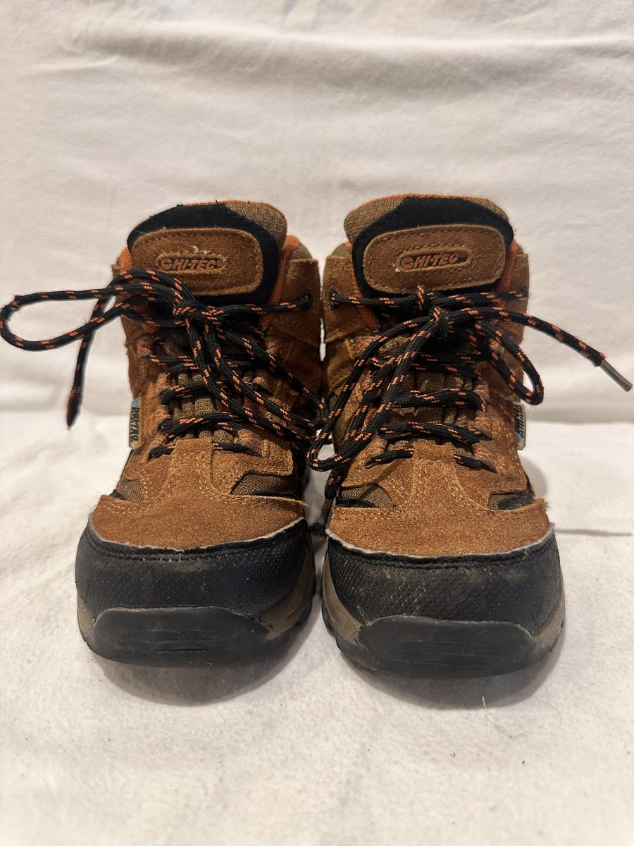 Hi-Tec toddler size 12 brown and black leather/textile waterproof mid hiking boots