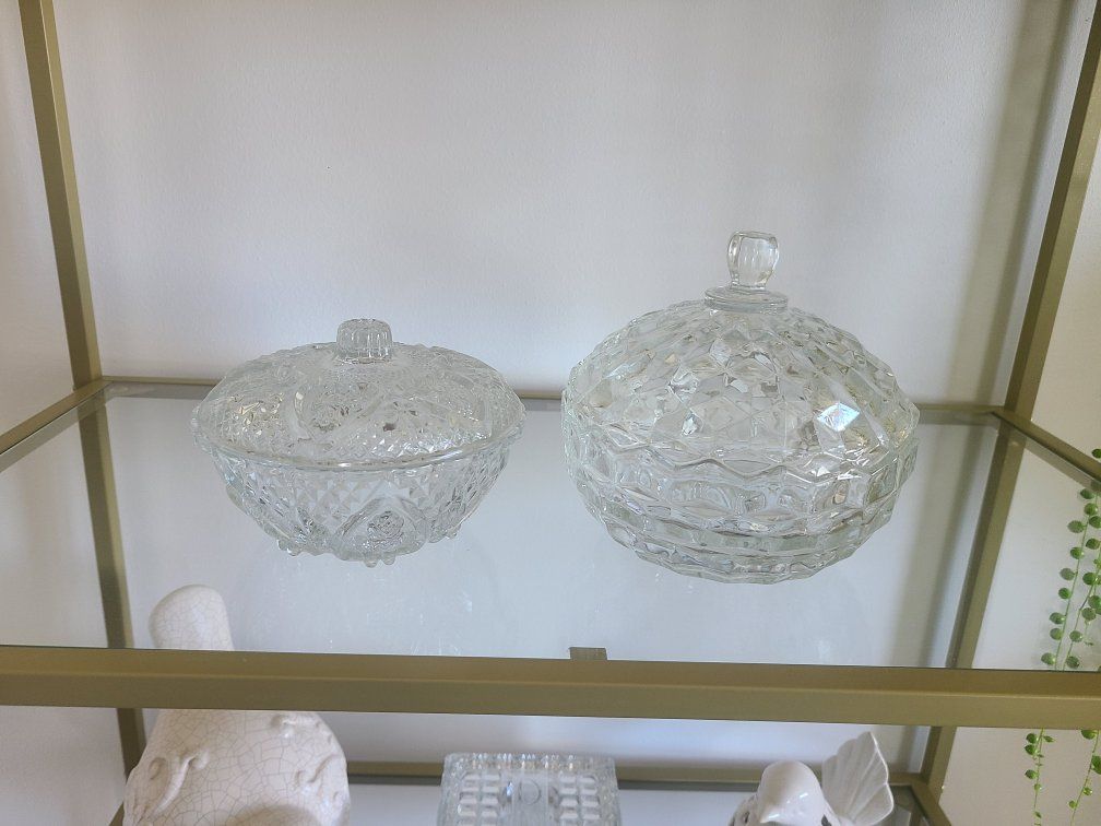 Candy bowl crystal 2 pieces glass