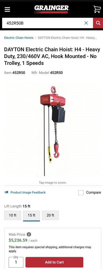 Brand new electric chain hoist and geared trolly