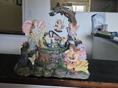 Music box Lakeside Scene with Angels, Deer & Birds