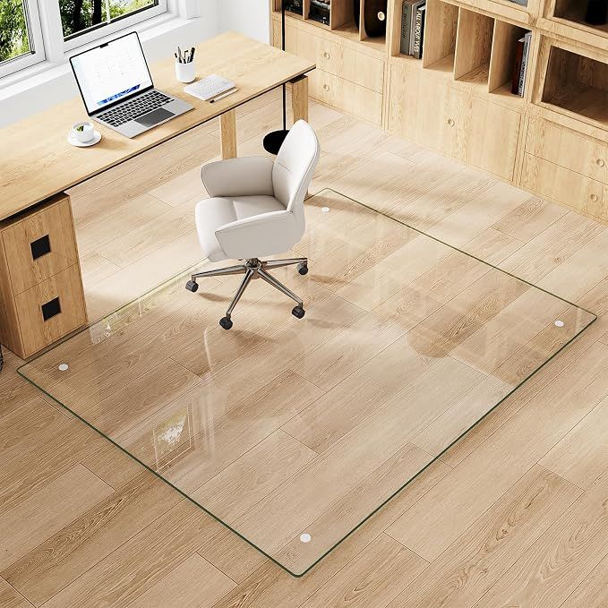 Tempered Glass Chair Mat for Carpet & Hard Floor, 48"x60" Chair Mat, Heavy Duty & Scratch Resistant