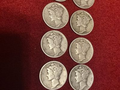 Vintage Mercury Dimes 10 Altogether