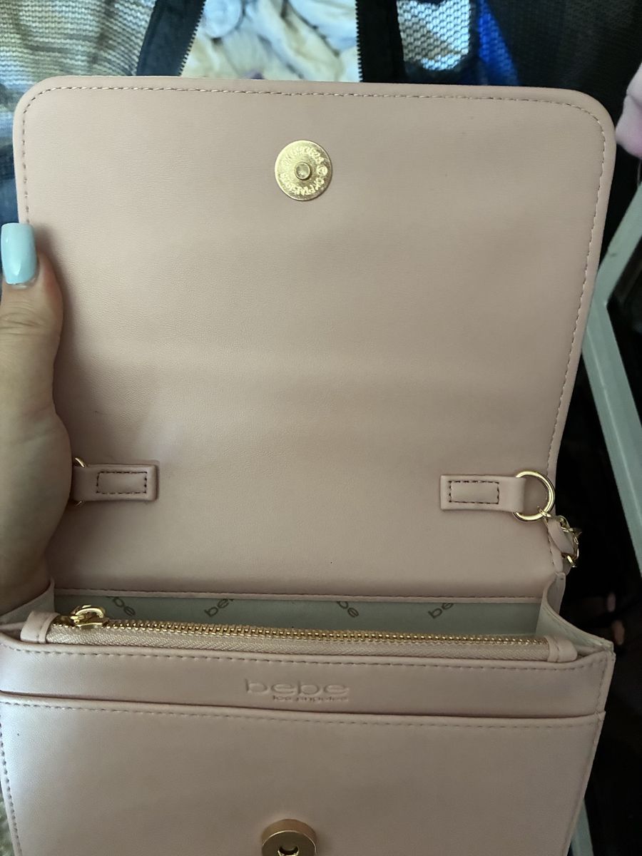 Bebe Los Angeles Pink Quilted Crossbody Bag with Gold Chain