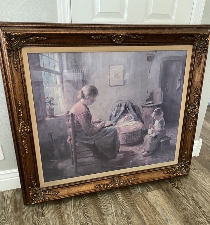 The New Baby  by Hugh Evert Pieters  Vintage Home Wall Art Decor