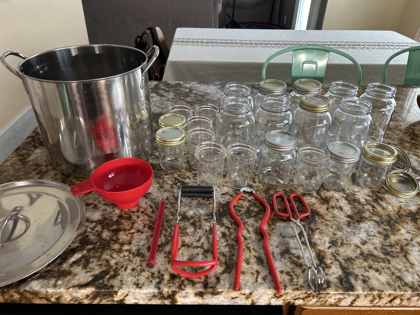 Canning Starter Kit: Large Pot, Assorted Mason Jars, Funnel & Tools