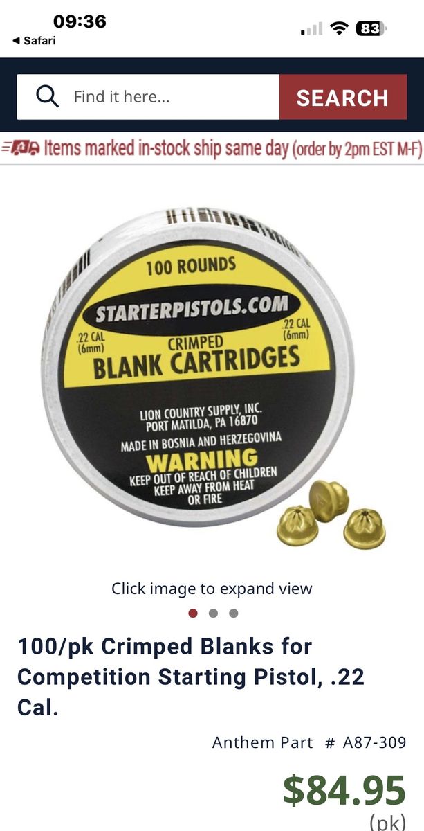 Crimped Blanks for Competition Starting Pistol