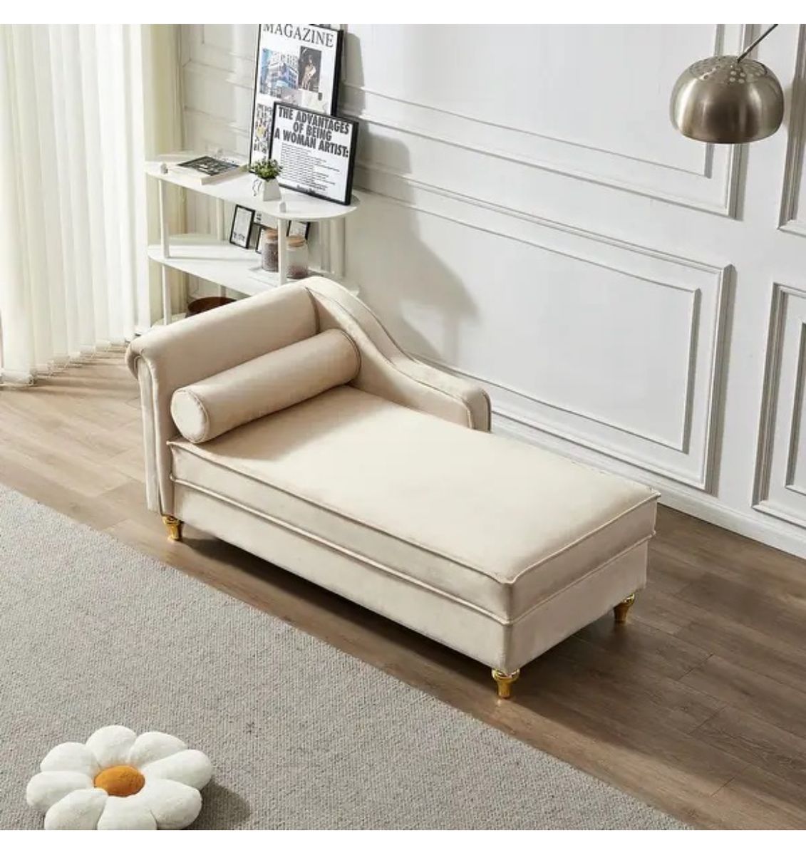 Modern Upholstery Chaise Lounge Chair With Storage Velvet
