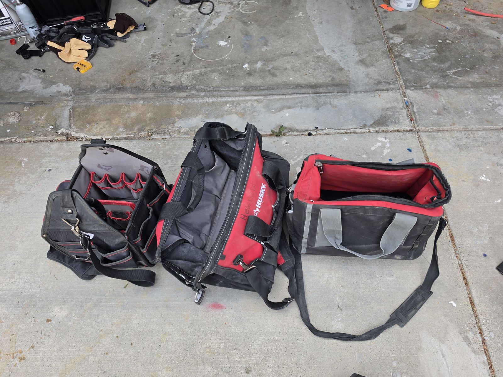 3 tool bags plus 2 tool pouches/belt tool holders