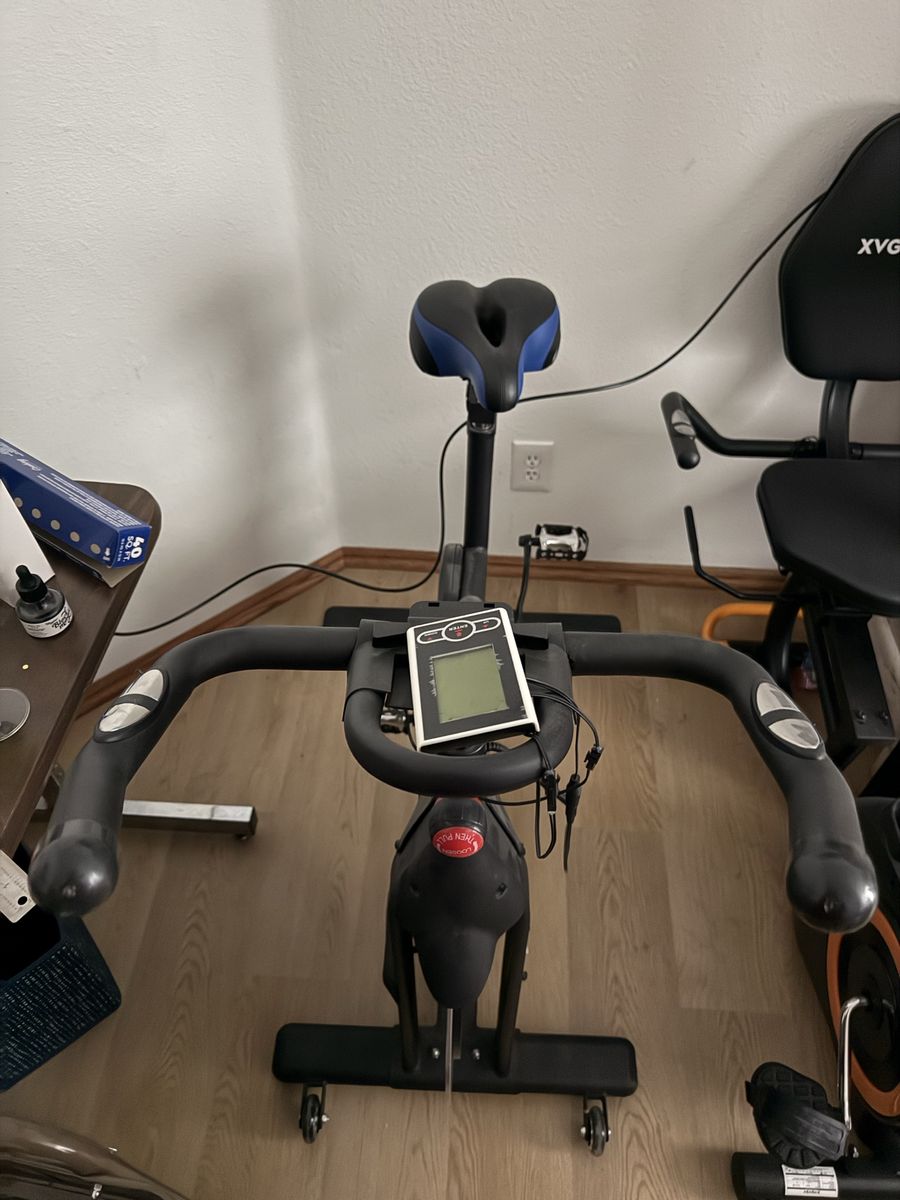 RAVS Stationary Exercise Bike with Digital Monitor and Adjustable Seat