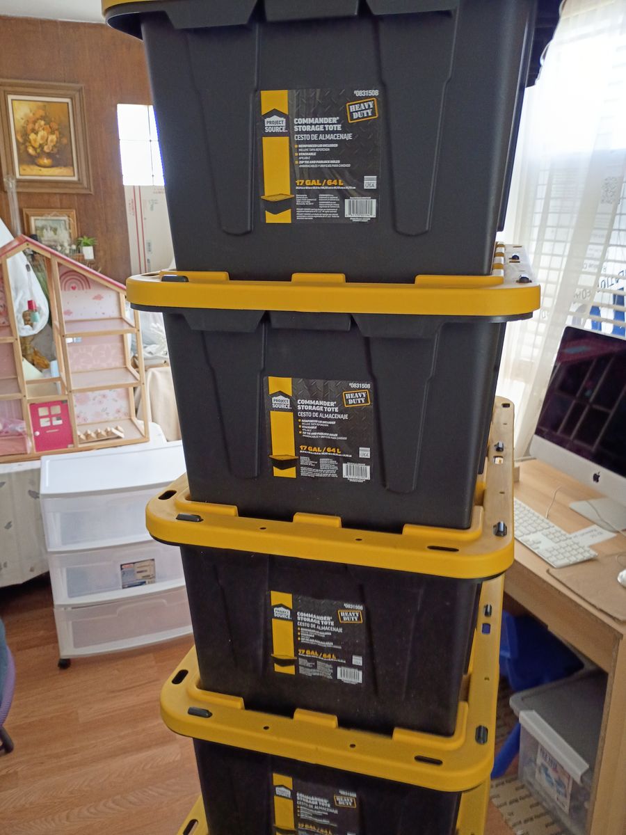 6 Boxes Project Source Commander Heavy Duty 17 Gal Storage Garage Totes