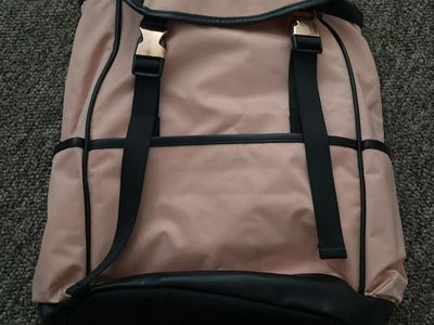 Unbranded Pink & Black Buckle Flap Backpack with Gold-Tone Hardware