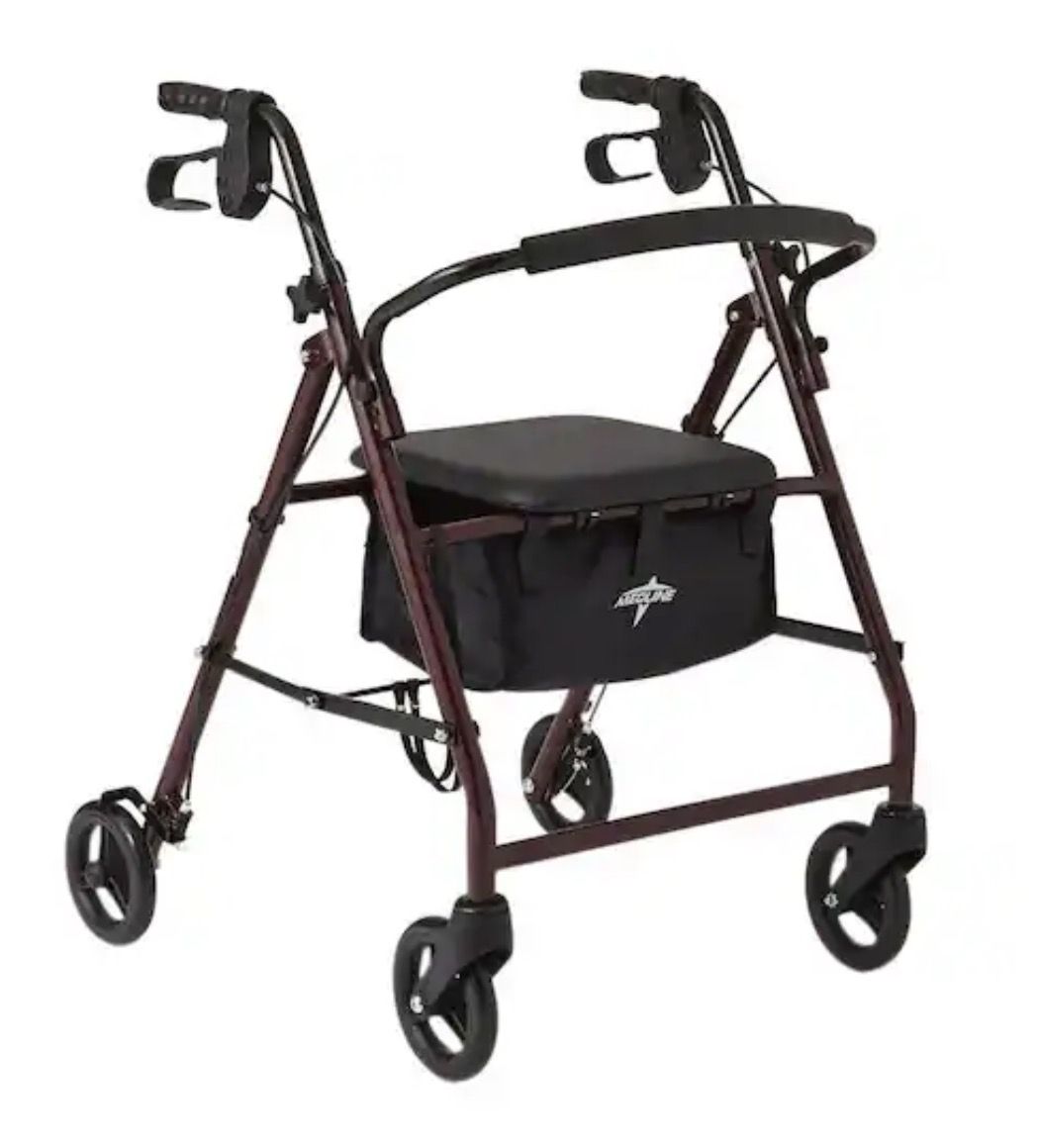 Medline Walker With Seat - Burgundy