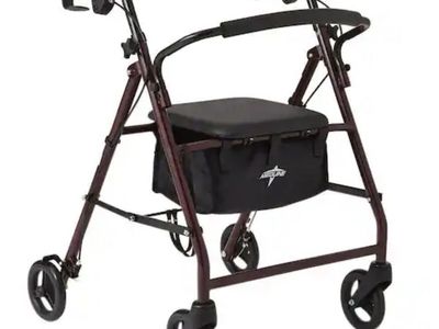Medline Walker With Seat - Burgundy